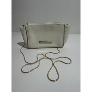 Juicy Couture White Cowhide Leather Mini Crossbody Bag Gold Chain Pink Crown